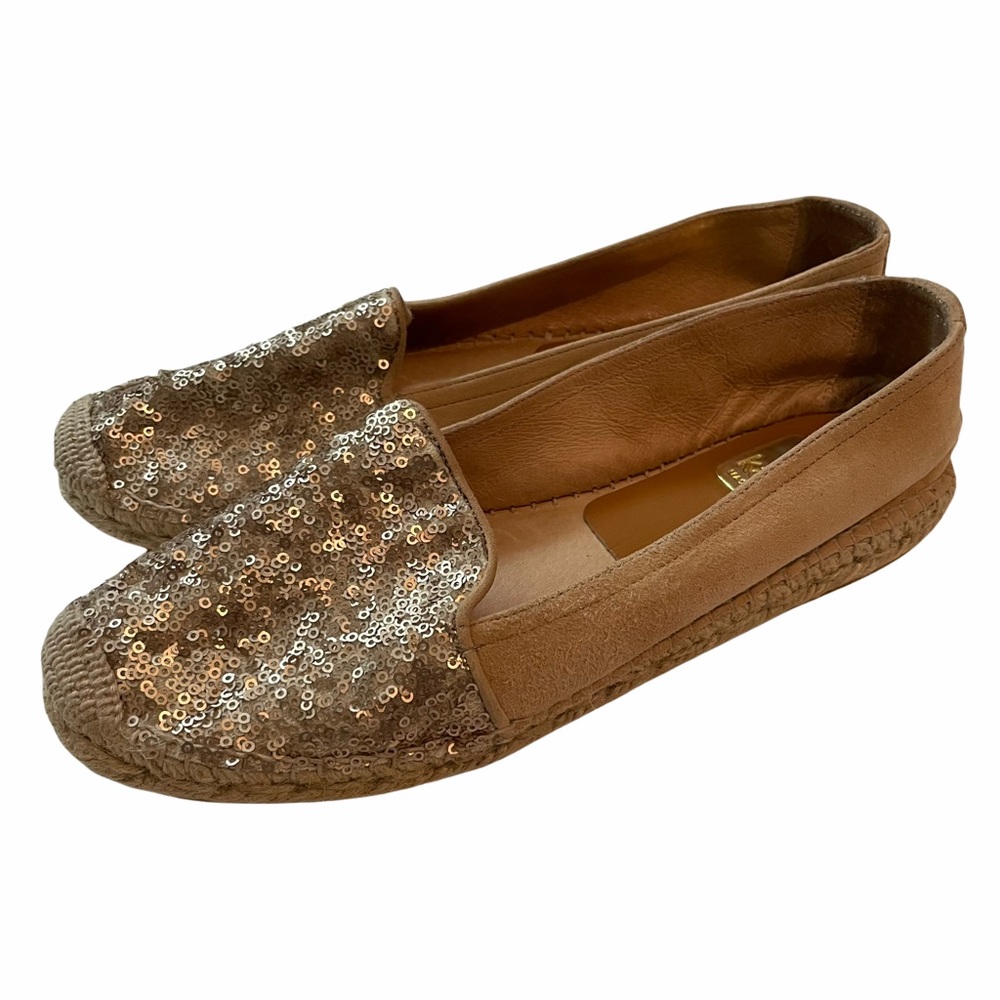 Kanna Rose gold glitter espadrille flats size 38